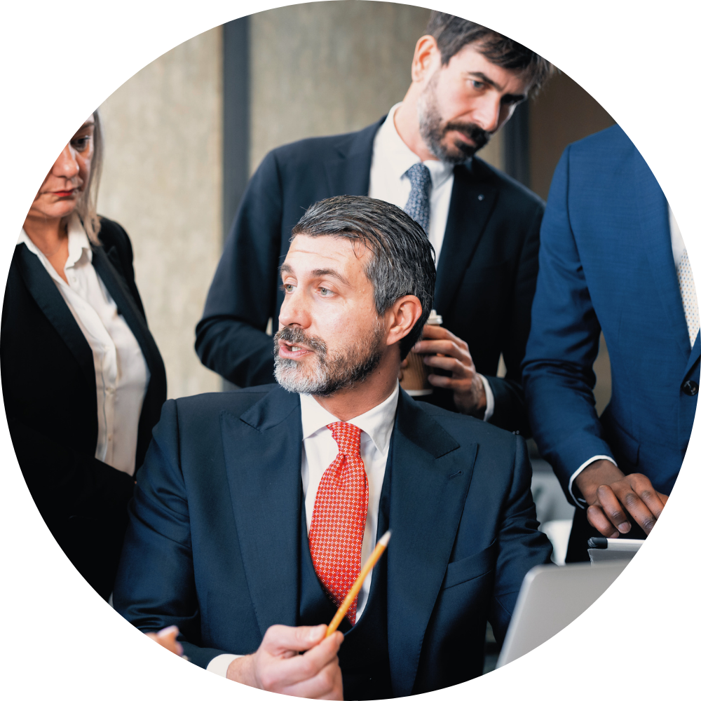 lawyers of a large law firm working together