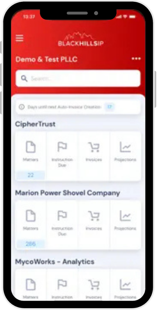 BlackHills AI Patent Annuity Services app iphone mockup