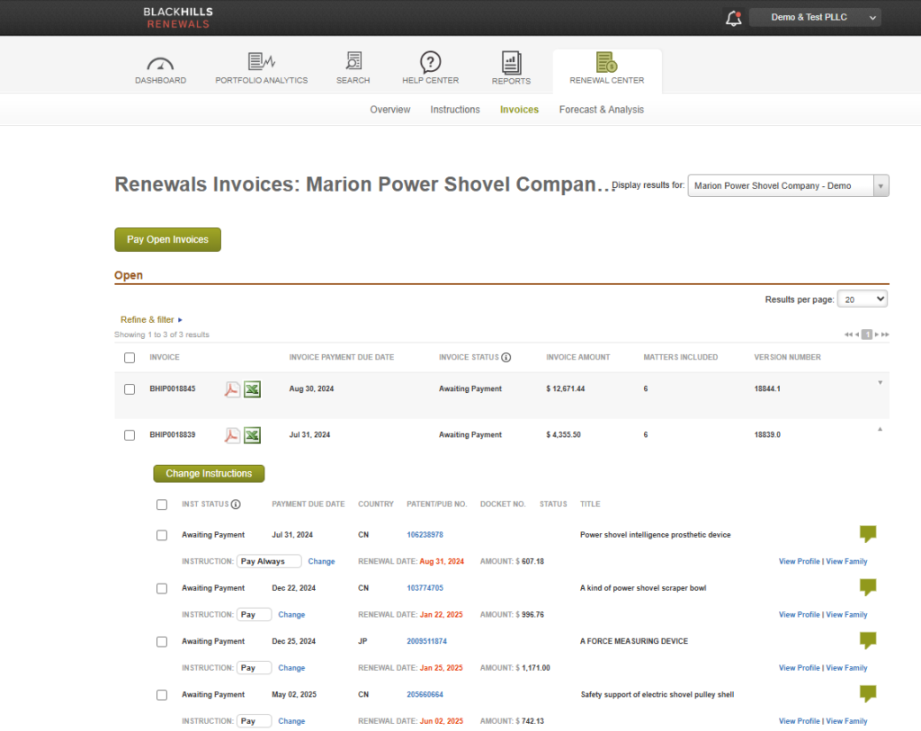 Easy Invoicing with Black Hills AI IP Renewals